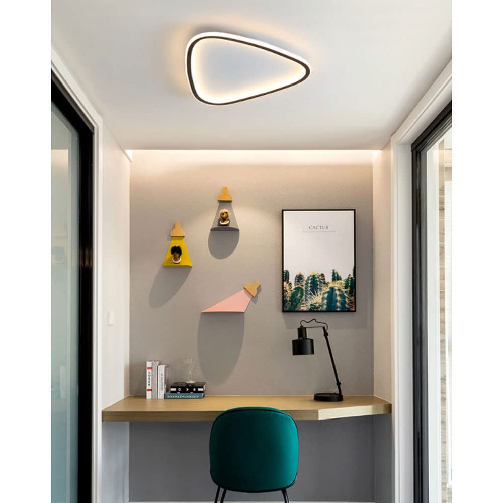 Lampy wiszące, oprawa sufitowa LED do montażu podtynkowego, kreatywna lampa metalowa do modelowania trójkątów, trójkolorowe przyciemnianie, lampy dekoracyjne do korytarza do sypialni (40 cm) LWX
