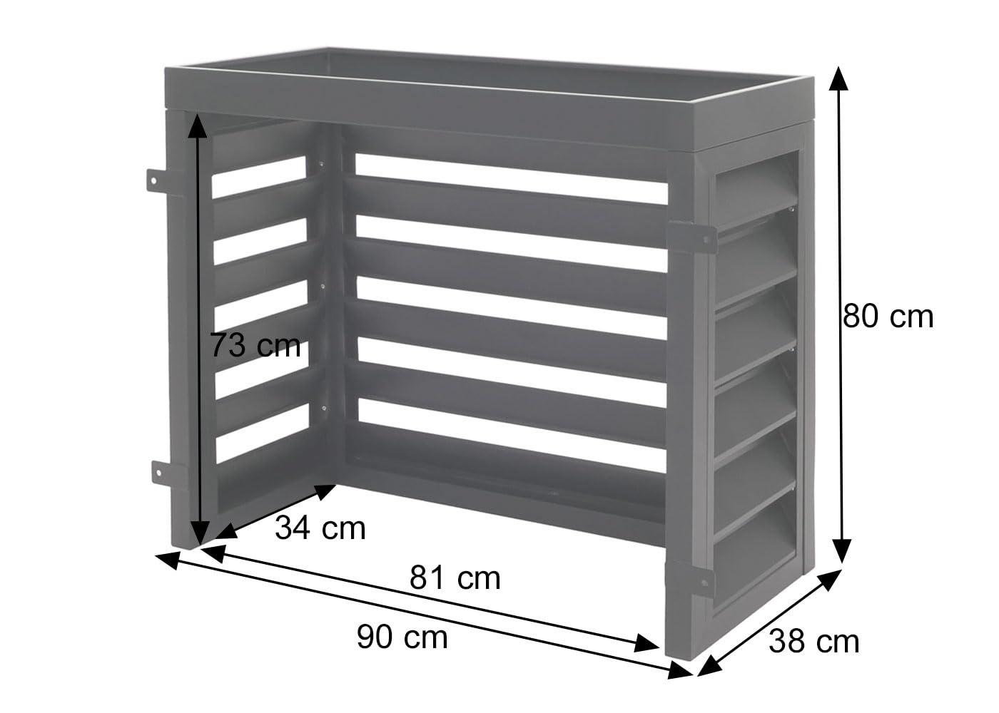 Copertura per climatizzatore/Pompa di Calore HWC-O43, Protezione per fioriere, Metallo 80x90x38cm - Grigio-Bianco