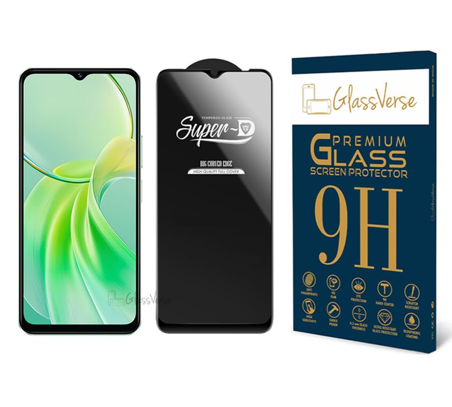 GlassVerse® Toughened Oleophobic Tempered Glass For Vivo Y28e 5G (PACK OF 1) with Free Installation Kit Full screen Coverage - 6.56 inch