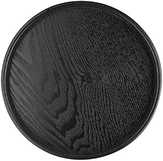Round Natural Wooden Tray Black Coffee Snack Food Meals Transfer Tray Multipurpose Serving Tray for Cafe Restaurant Hotel Home Shop (XL 30cm)