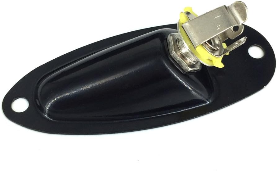 Greenten Loaded Jack Socket Plate with Screws for FD Strat Stratocaster Electric Guitar Replacement (Black)