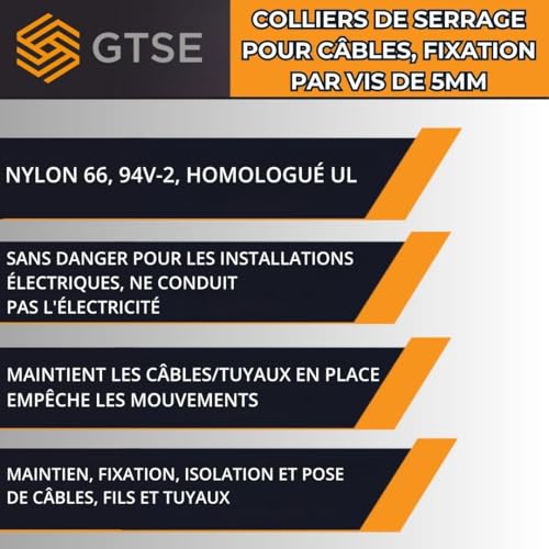 P-Clips nylon 5,0 mm blanc support de câble montage électricité maison