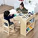 bbgroundgrm Kids Art Table and Chair Set, Birch Wooden Activity Craft Table, Kids Drawing Table, Toddler Desk with Storage and 1 Chair