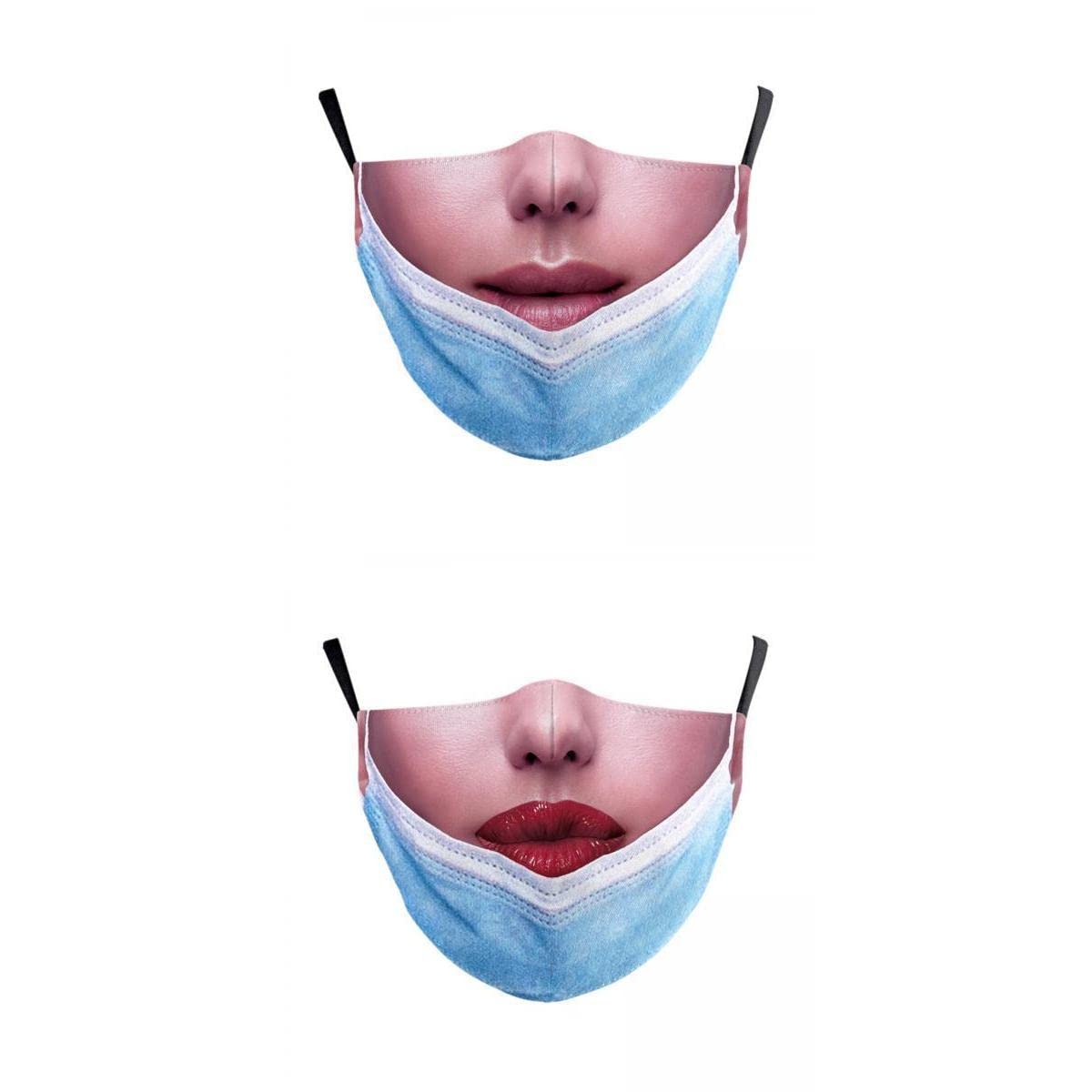 NIVAA 2x Prank Face Mask Reusable Adjustable Prank Bandanas Scarf-picture-15