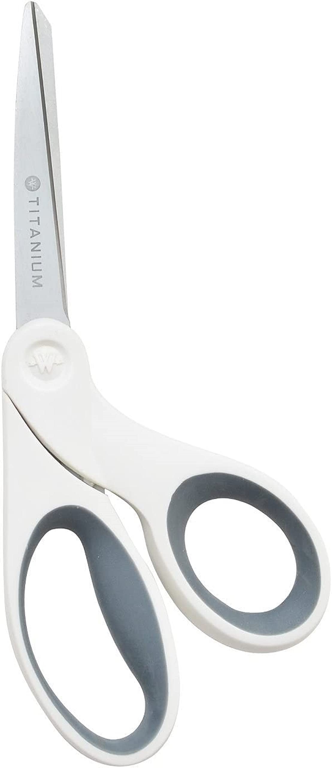 Westcott 8" Bent Craft Scissors with Titanium-Bonded Blades for Heavy-Duty Use (White or Blue, Colors May Vary)