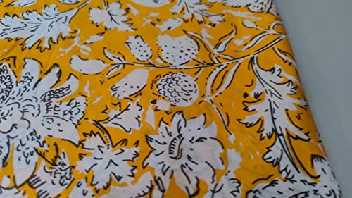 Image of Floral Printed Cotton Fabric Cloth Hand Block Print Fabric Women Material Running Jaipuri Hand Block Printed Women Dress Material Kurtis Natural 44 inch Inches Width 2.5 Meter (Pattern 5)
