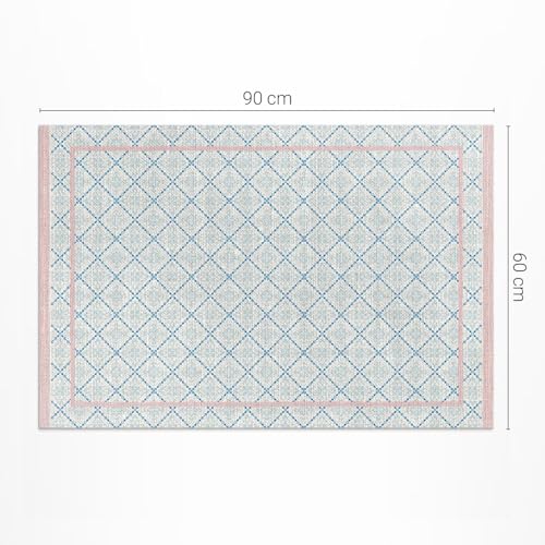 Tapis d'extérieur 60x90 cm imperméable à lignes bleues pour balcon - 4