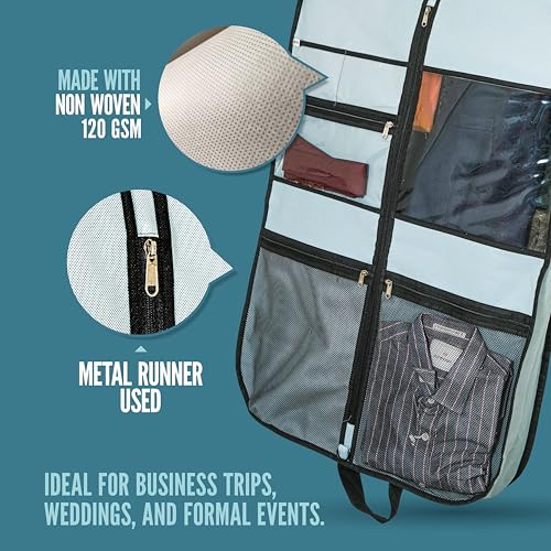 Image of SOLSTICE Suit Cover Big Size with Zip of (110 x 60 cm) | Suit, Coat, Blazer, Jacket Cover (Pack of 2) (BLUE)