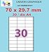 UniversGraphique, 600 Etichette Adesive su Fogli A4, Colore Bianco, 70 x 29.7 mm, Fogli 20, 30 Etichette per Foglio, Ref UG0030V1