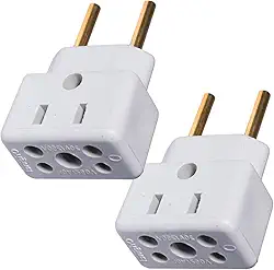 Jogo 2x Adaptadores Pino Grosso 20A para 10A | Solução Dupla para Air Fryer, Secador e Micro-ondas | Conversor 3 Pinos para 2 Pinos