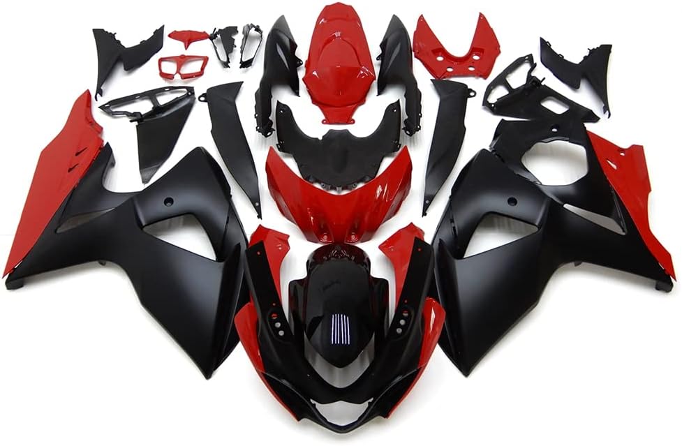 WYNMOTO ABS Plastic Full Fairing Kit Compatible for Suzuki 2009-2016 GSXR1000 K9 GSXR 1000 2009 10 2011 2012 2013 2014 2015 2016 Motorcycle ABS Plastic Body Kit Red Matte Black Bodywork