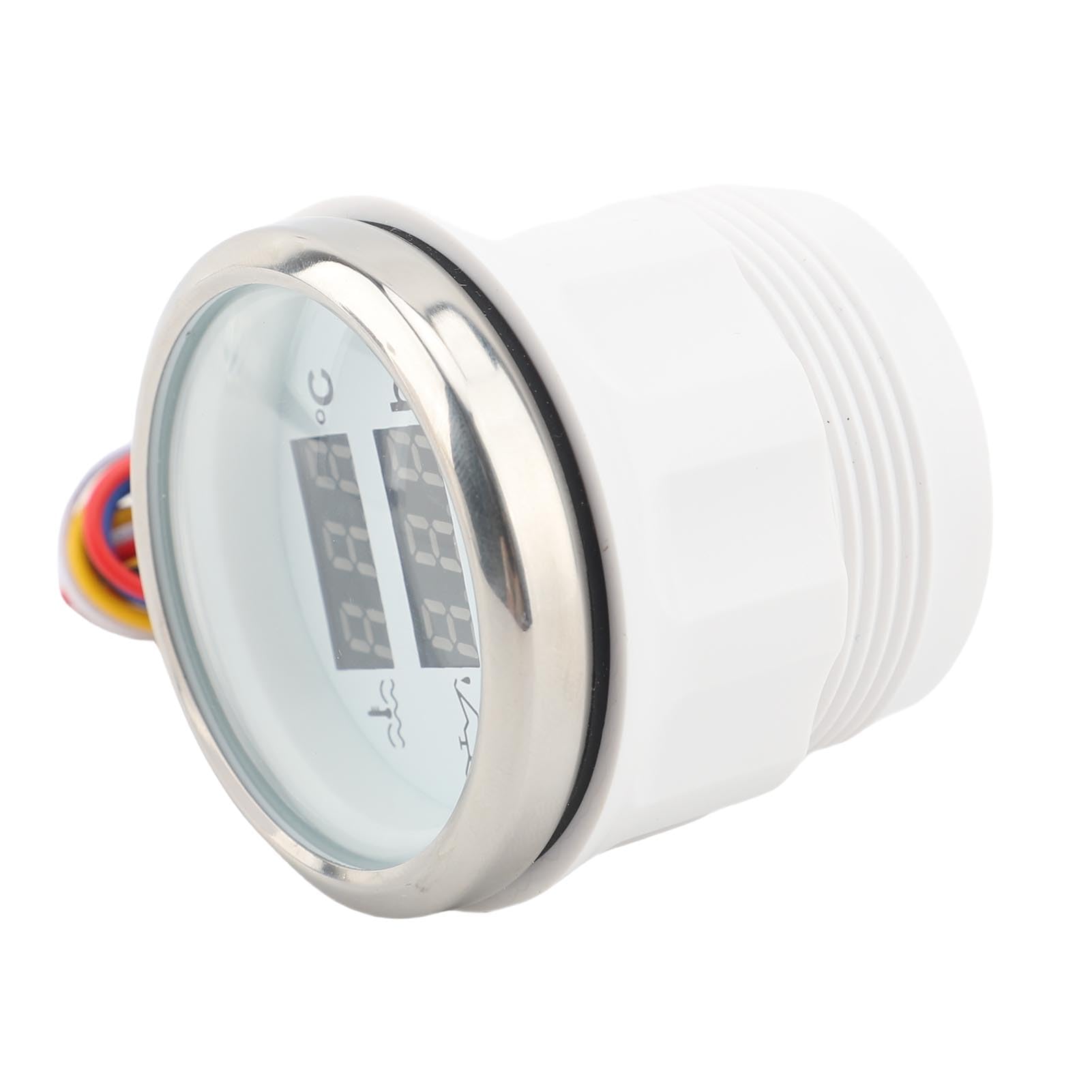 52 Mm 3 en 1 Voiture de Calibre Marine, Jauge Température L'eau de Liquide Refroidissement Moteur ° F + Gauge de Pression D'huile PSI + Voltmètre, Kit Capteur (Couverture argentée en cadran