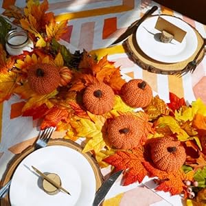 Winlyn Set of 6 Faux Fall Orange Crochet Pumpkins - Small Knit Foam Pumpkins for Rustic Farmhouse Decor, Harvest, Thanksgiving, Halloween, Autumn Table, Bowl, Tiered Tray, Mantel Winlyn Set of 6 Faux Fall Orange Crochet Pumpkins Small Knit Foam Pumpkins for Rustic Farmhouse Decor Harvest Thanksgiving Halloween Autumn Table Bowl Tiered Tray Mantel