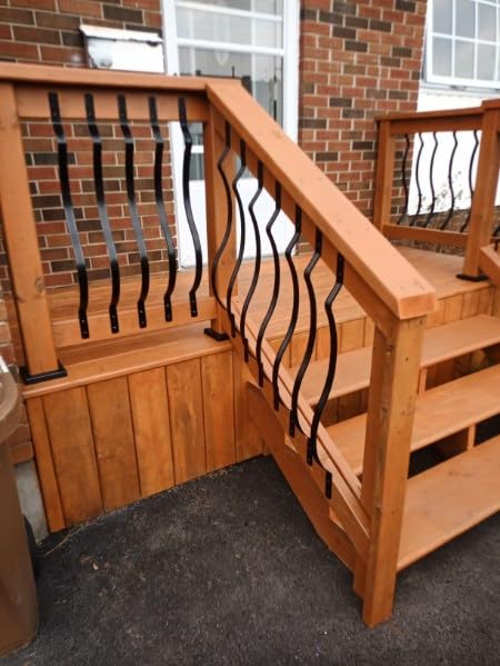 Miniatura 6 de Paquete de 50 balaustres curvos de aluminio para barandilla de cubierta, balaustre de escalera de 29.5 x 1 pulgada con tornillos, espondles para