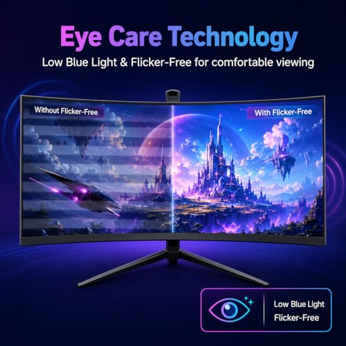 Image of 24 Inch Curved Gaming Monitor, FHD 1080P 120Hz Computer Monitor with 3ms MPRT, AMD FreeSync Compatible, 1800R Curved Screen, Built-in Speakers, HDMI & DisplayPort, VESA Mount