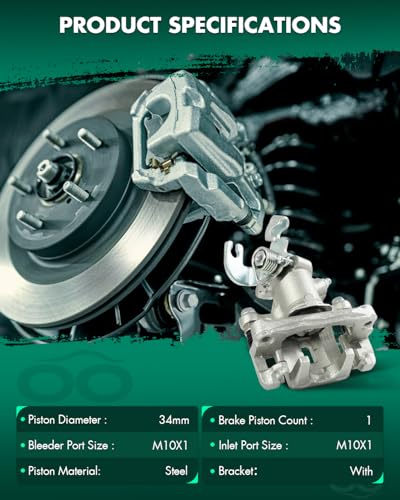 Image of SCITOO 19-B2855 Rear Right Disc Brake Caliper w /Bracket Fit For Hyundai For Elantra 2001-2004,For Hyundai For Tiburon 2003-2004,For Kia For Spectra 2004, Single Piston
