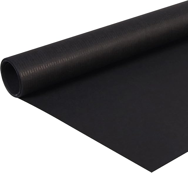 Clairefontaine - Ref 195729C - Coloured Kraft Roll (Single Roll) - 10 x 0.7m, 100% Recycled Paper, Deep-Dyed Lined Kraft Paper, PEFC Certified - Black