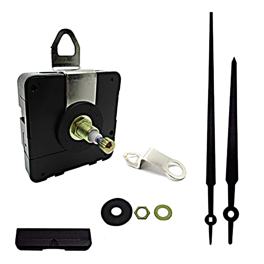 New or Replacement Battery Operated High Torque Ticking Japanese Quartz Mechanism Movement Motor Outdoor Wall Clock Long Metal Hands DIY Repair (208mm (B) Black, 20mm Shaft - Non Ticking Sweep)