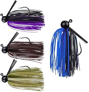 RUNCL Anchor Box - Football Jigs, Bass Fishing Jigs 1/2oz - Silicone Skirts, Spike Trailer Keeper, Streamlined Football Head, Weedguard System, Proven Colors - Fishing Lures (Pack of 4)