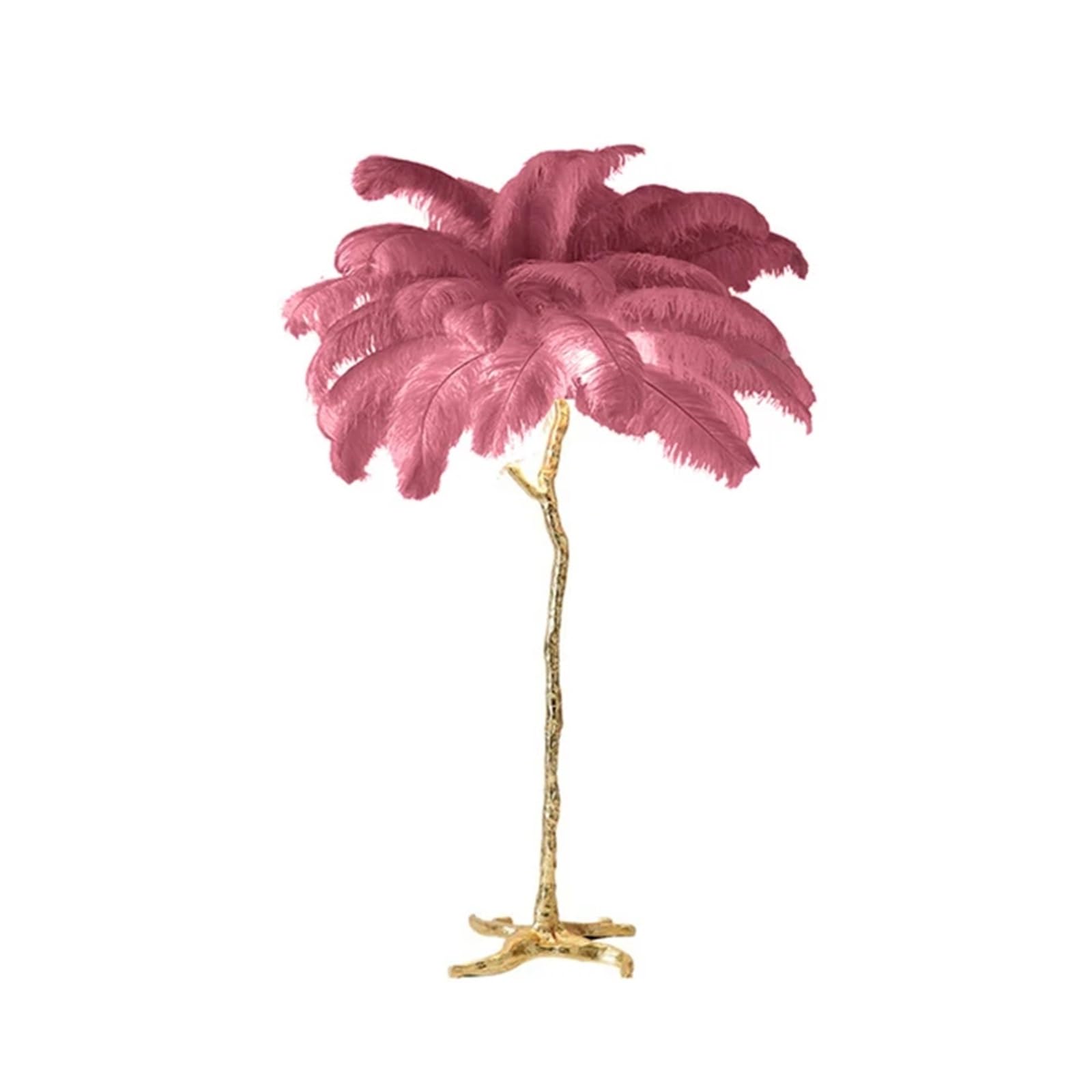SMTYXS Nordic Luxury Living Room Floor Lamp Ostrich Feather LED for Bedroom Sofa Corner Modern Gold Resin Indoor Light Elegant Luxurious(H80cm 25 Feathers,Purple)