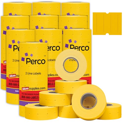 Etiquetas de precios de 2 líneas color amarillo fluorescente para pistolas Perco de fecha