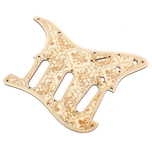 KKmoon Guitarra de madeira SSS Pickguard Maple Wood com padrão de flor decorativa para guitarras elé