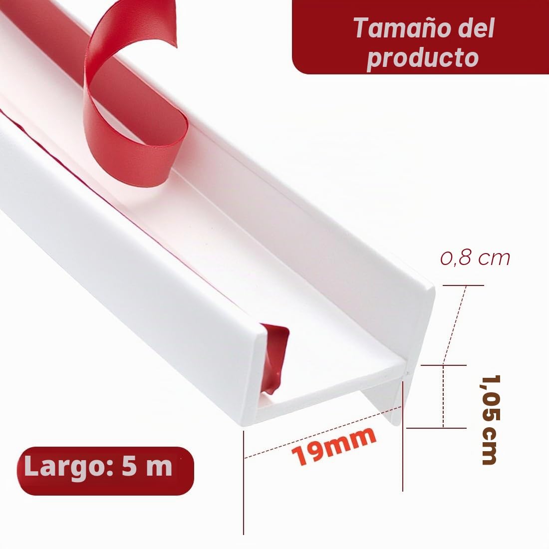 RANJIMA 5M Perfil de zócalo Perfil de embellecedor de zócalo para 18mm 19mm de espesor de madera, tira de zócalo de cocina Blanca Perfil de sellado de zócalo de cocina con labio de sellado para zócalo
