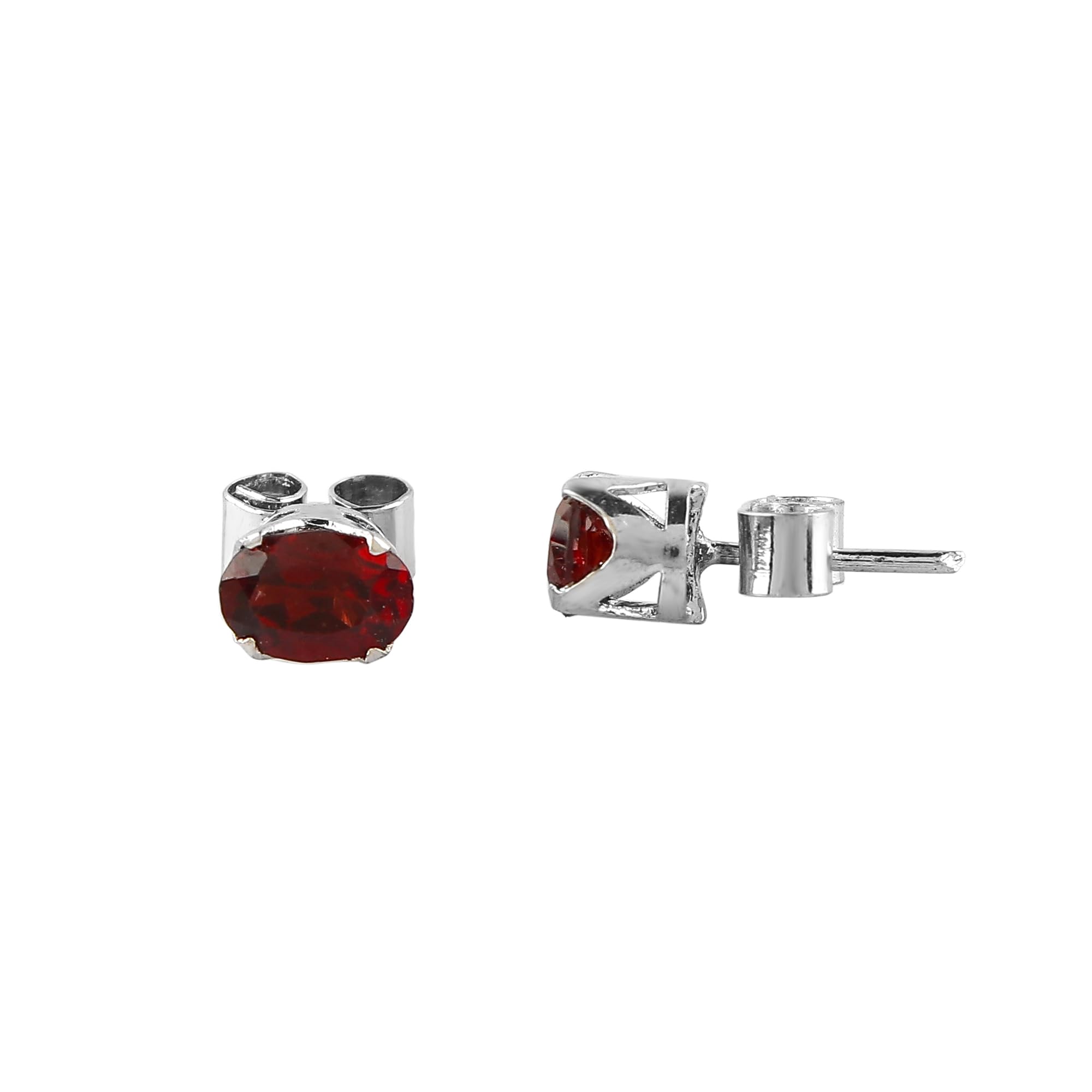 AURAROZENatural Garnet Stud Earring, High Quality Gemstone Cutstone, Chakra Energy, Healing Stones, Gift Giving Jewelry, 925 Sterling Silver Womens Earrings