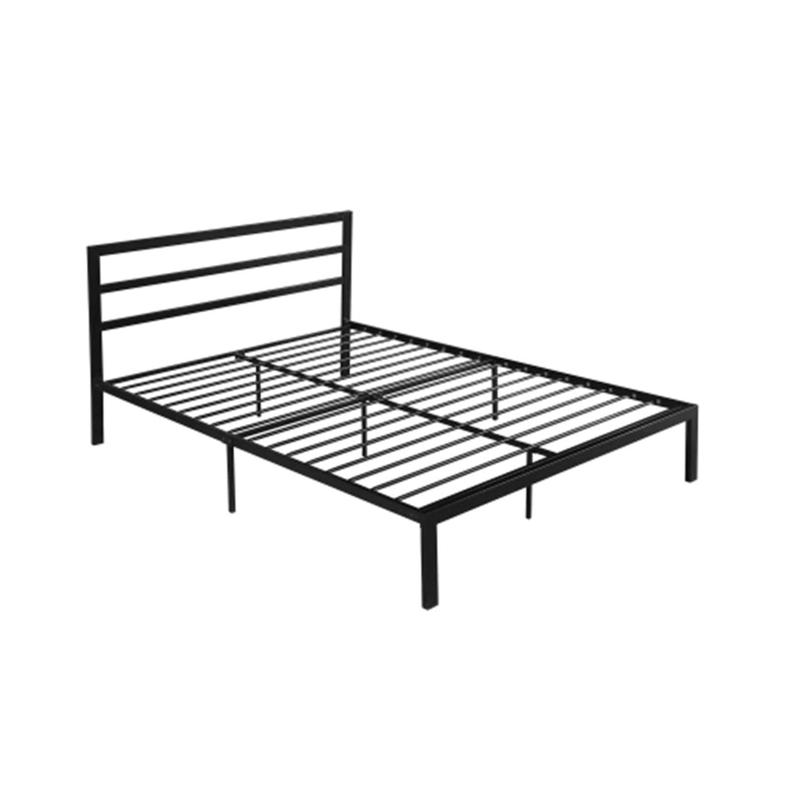 Modern Minimalist Queen Size Metal Bed Frame with headboard, Black