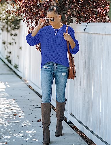Image of MEROKEETY Women's Winter Fall Long Sleeve Tunic Sweaters 2026 Casual Trendy Crew Neck Waffle Knit Pullover Tops Jumper
