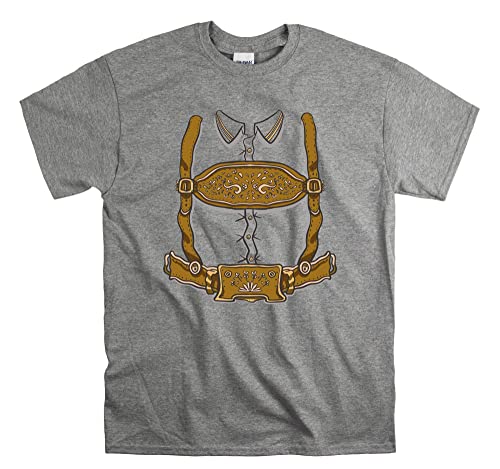 T-shirt costume bavarois allemand unisexe XL gris sport pour déguisement