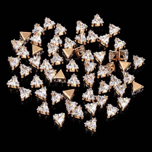 10Pcs Multi-Shape Sparkle Zirconia Flatback Claw Montee Sew On Crystal Rhinestones Nail Rhinestones Diy Shoes Wedding Dress - (Color: 5Mm Triangle)