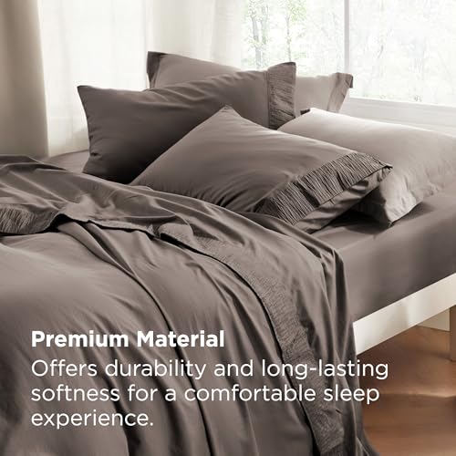 Image of Bedsure Twin XL Sheets Dorm Bedding - 3 Pieces Soft Extra Long Twin Sheets, Breathable & Cooling Bed Sheets Set, Oeko Tex, Easy Care Microfiber for Women, Men, Taupe Gray