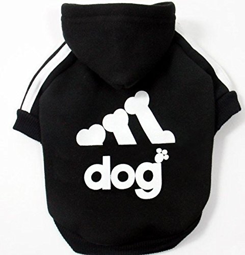 MWS Sudadera adidog con Capucha para Perros pequeños Negro, S