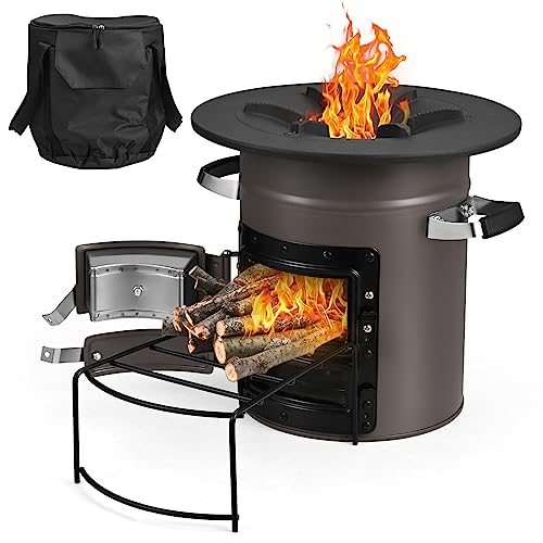 Do-Electr Horno de cohetes portátil de 32 x 35 cm, para camping, estufa de leña, para horno...