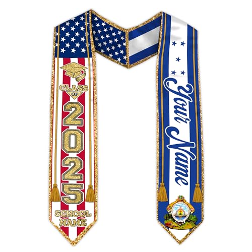 Mostefy Personalized Honduran Graduation Stole Sash 2025, Custom Honduras Grad Sash, Honor Stole for Graduation for Students