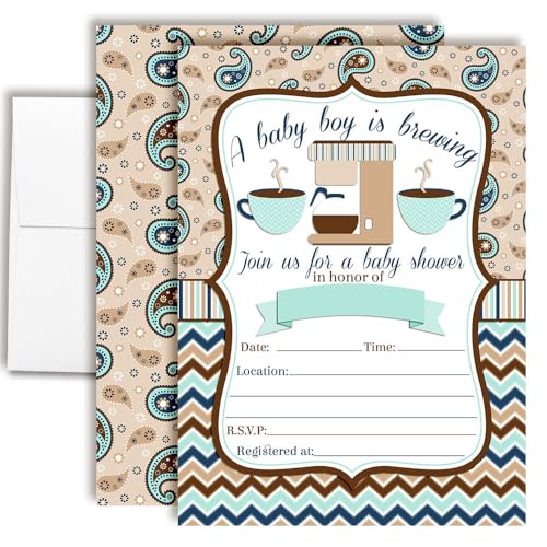 Cartes d'invitation baby shower sur le thème du café pour un brunch entre amies
