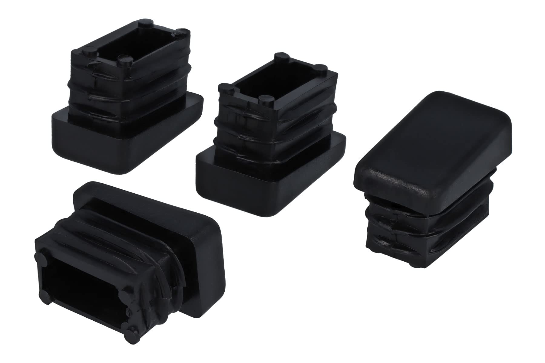 GleitGut 4 tappi lamellari inclinati per tubi quadrati, 10 gradi, per gambe oblique, colore nero (25 x 15 mm)
