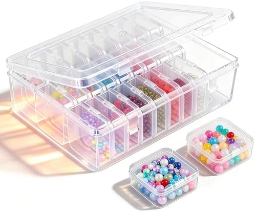 Bead Organizer Storage Box, 30PCS Small Plastic Containers with Lids Mini Transparent Drawers for Beads Jewelry Diamond Art Craft Supplies DIY Accessories Storage Organization