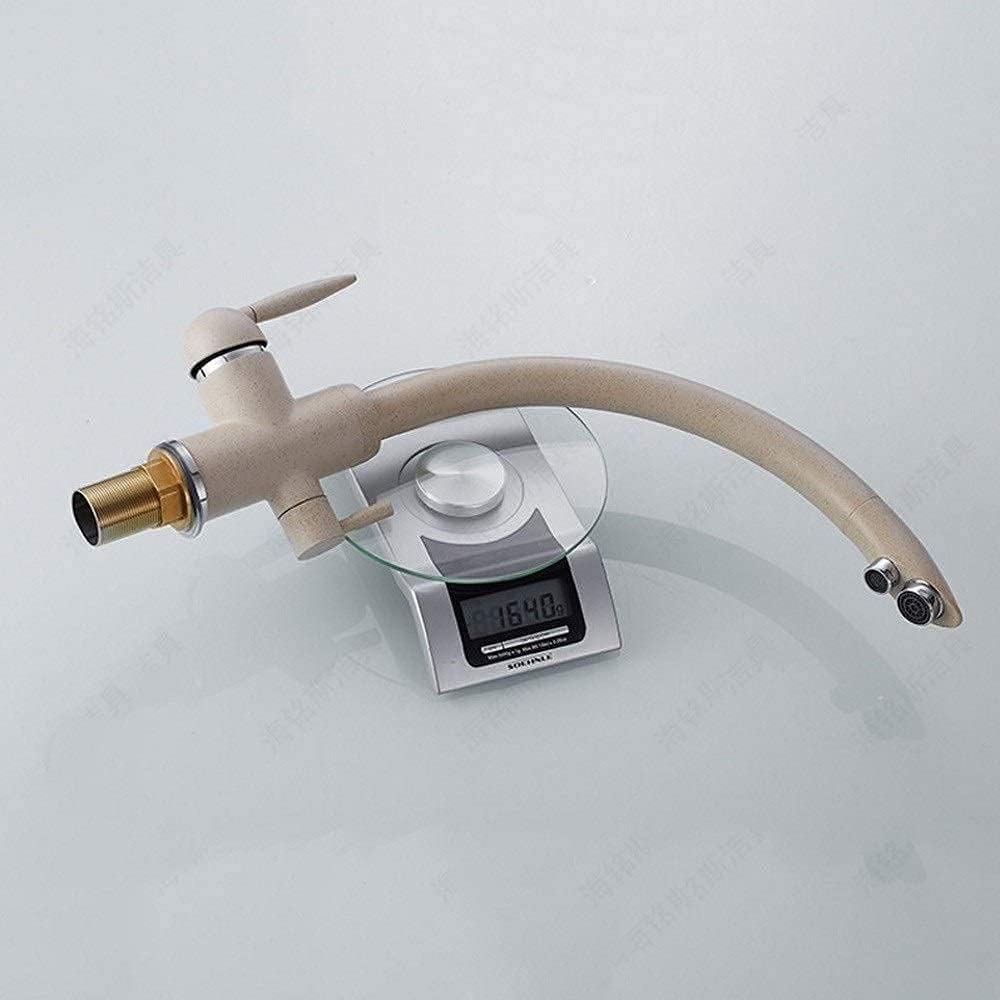 LAMGUL Grifos para Grifo, Grifo con Filtro de Agua de 3 vías, grifos para Cocina, Mezclador para Fregadero, caño Giratorio de Cobre con 2 Asas, Grifo de Agua con nanosuperficie