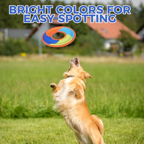 Image of Mihachi Flying Disc Dog Toy, Interactive Water Floating Flyer Lightweight Catch and Fetch Toys for Small Medium Large Dogs, Durable Oxford Cloth Fabric with Soft Edges,Pet Outdoor Exercise Toys,Orange