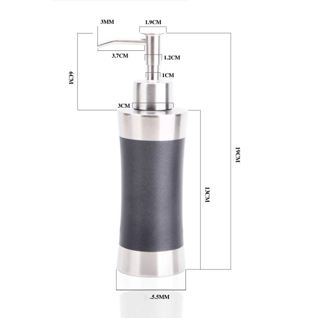 Dispenser di Sapone da appoggio Bottiglia Trasparente in Nichel Spazzolato per Cucina, Bagno, Oli Essenziali, lozioni, saponi liquidi