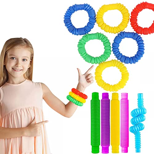Pop Tubes Mini Jouets Sensoriels Mini Tubes de Pop Jouets Jouets Sensoriels de Tuyau Extensible Multicolore Jouets de Soulager Stress Cover