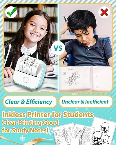 Image of Phomemo Mini Sticker Printer- Sticker Maker Machine T02, Print Pods Mini Thermal Printer Bluetooth Pocket Label Maker Inkless for DIY Printing, Study Notes, Photos, Memos, Kids /Students Green