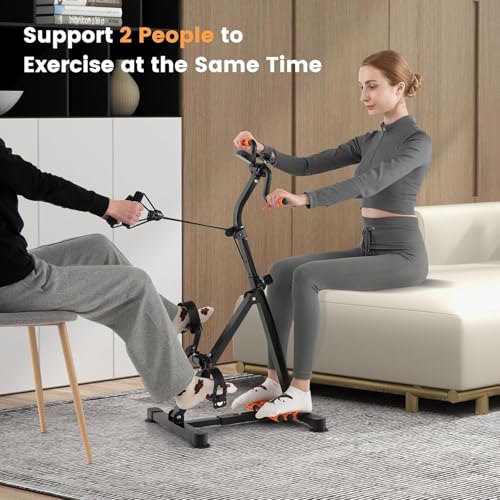 Image of Stepper Pedal Exerciser Adjustable Fit Sit Arm Leg Exercise Peddler Machine Indoor Fitness Bicycle Physical Therapy Machine for Seniors and Elderly (Black & Orange)