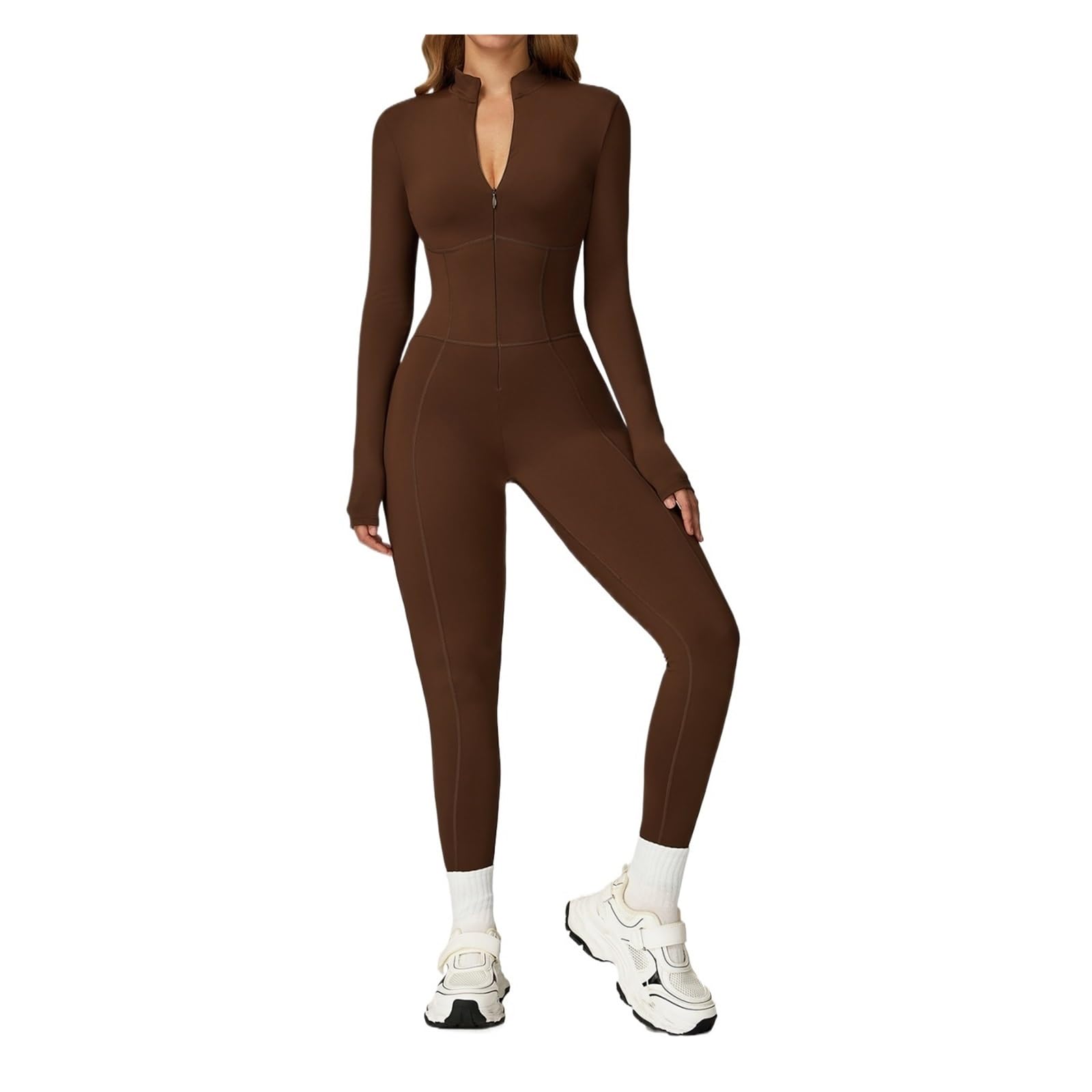 Combinaison de yoga, ensemble fitness, combinaisons sport, vêtements, body chaud à manches longues, tenue for femme, push-up Pour Femme(Color 2,XL)