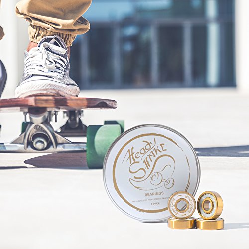 Heady Shake Pro Skateboard Bearings - Fastest Premium 608Rs Titanium - Longboard, Skate Board, Kick Scooter, Inline And Roller Skates, 8-Pack #TOP6