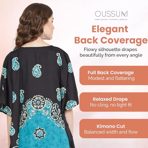 Image of Oussum Plus Size Kaftan Dresses for Women, Polyester Summer Caftan Cover Up Maxi Beach Dress, 1X-3X