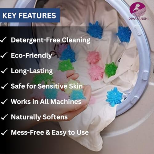 Image of Divayanshi Laundry Balls for Washing Machine | Reusable Eco-Friendly Fabric Softener Dryer Balls | Reduces Lint & Wrinkles | Non-Toxic Cleaning Ball for Clothes, Plant use, Pets - Pack of 15