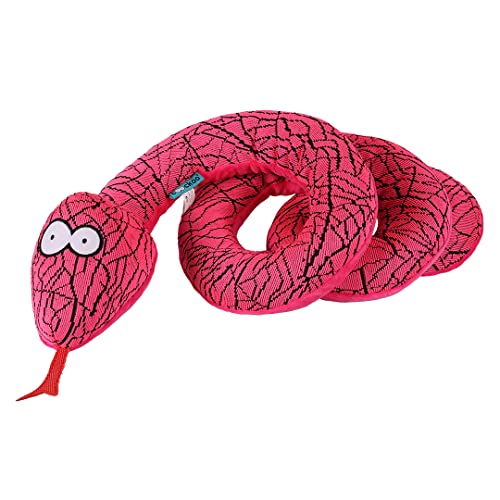 Coockoo, Buntes und Robustes Hundespielzeug Reggie Rosa, Bunte Schlange für Hunde, mit Quietscher, robuster Sneaker-Stoff mit Oxford, samtige Unterseite
